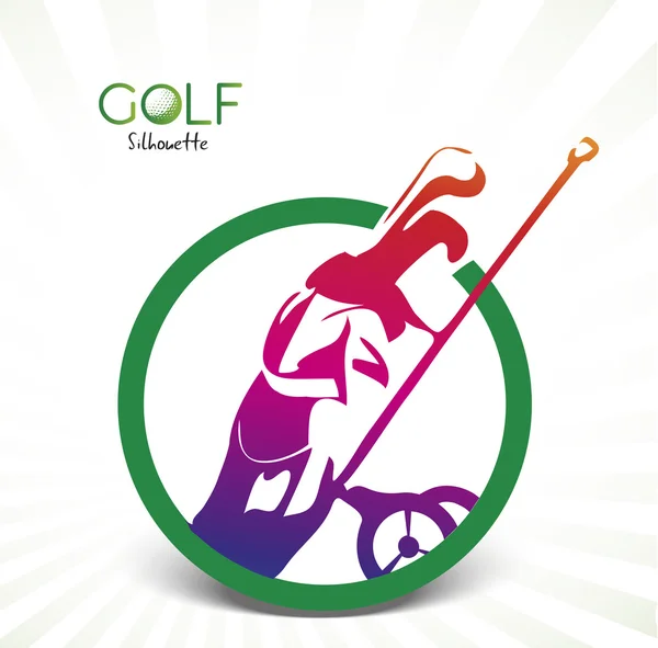 Colorida silueta de carrito de golf — Vector de stock