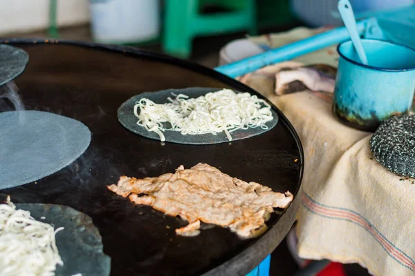 Quesadillas Bistek Und Blaue Mais Tortillas Auf Dem Mexikanischen Markt — Stockfoto