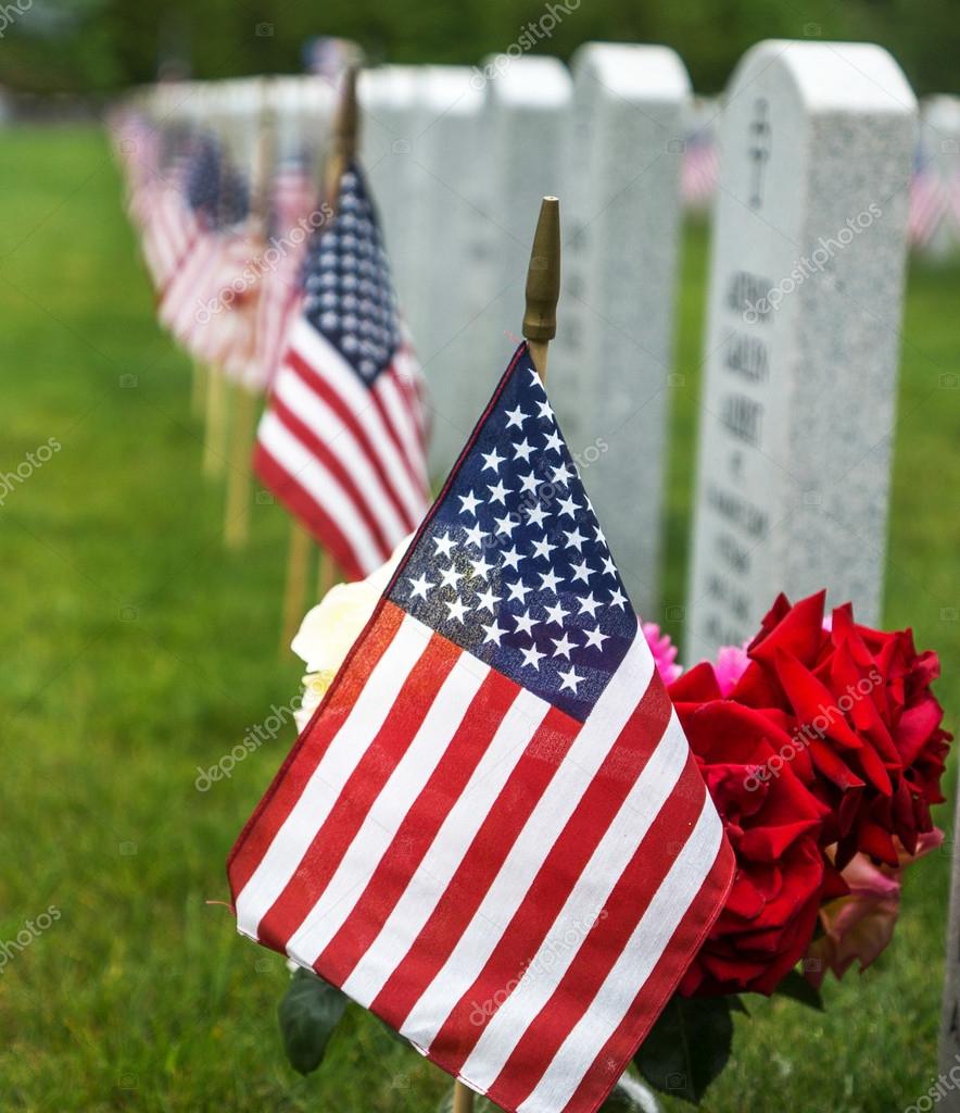 Flags at a National Cemetery — Stock Photo © z4hos 74465723
