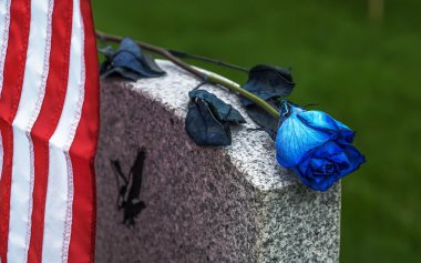 Blue Rose on tombstone clipart
