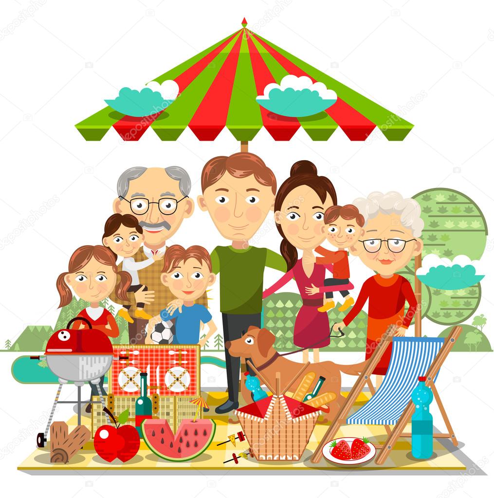 Picnic family vector illustration Stock Vector by ©Yayasya 110472206, image size:1015x1023