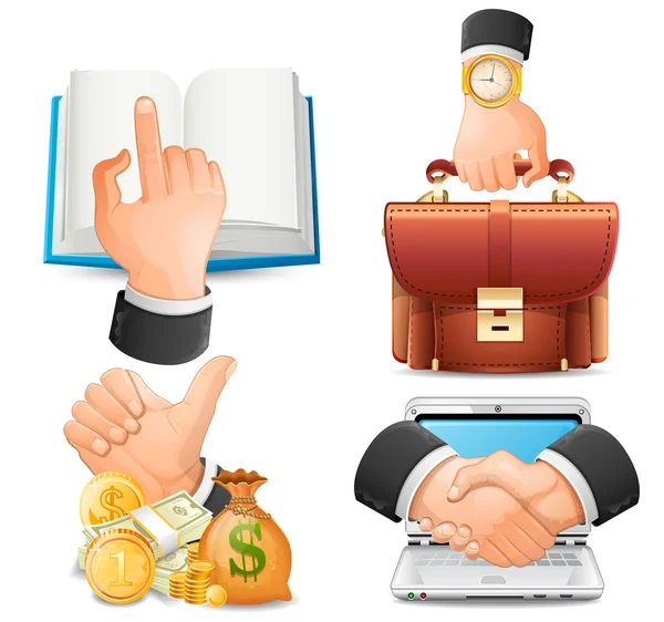 Achieve the goal in business, handshake icons vector — Stock Vector