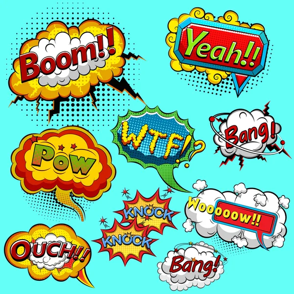 Burbujas de habla cómica. Ilustración vectorial — Archivo Imágenes Vectoriales