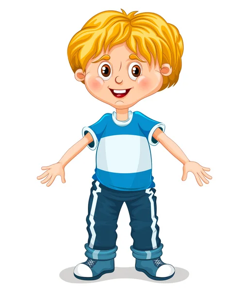 Cute little boy is doing exercises vector illustration — Stock Vector