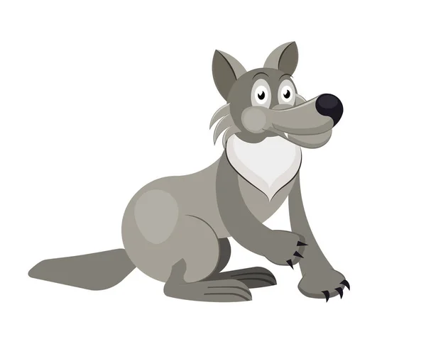 Ilustración Dibujos Animados Del Personaje Del Lobo Gris Para Niños — Vector de stock