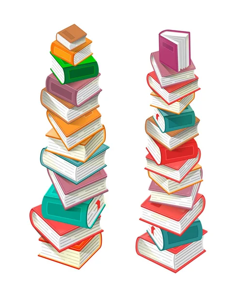 Stapels Boeken Geïsoleerd Witte Achtergrond Vector Illustratie — Stockvector