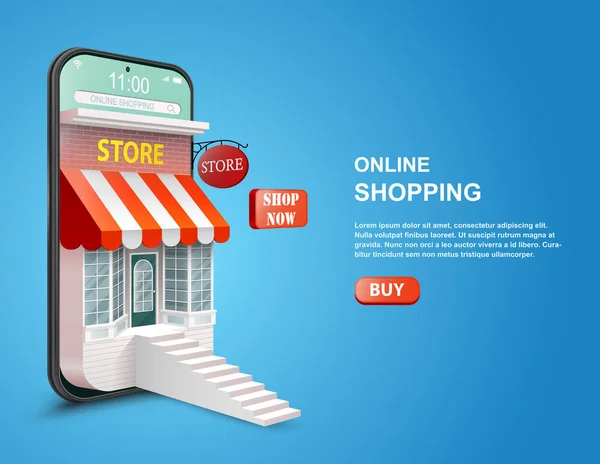 Online Shopping Über Handy Anwendung Oder Website Konzept Werbung Für — Stockvektor