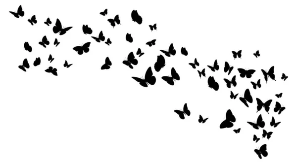 蝶の空飛ぶ黒いシルエットベクトルデザイン要素 — ストックベクタ