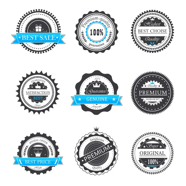 Premiumkwaliteit, garantie badges vector — Stockvector