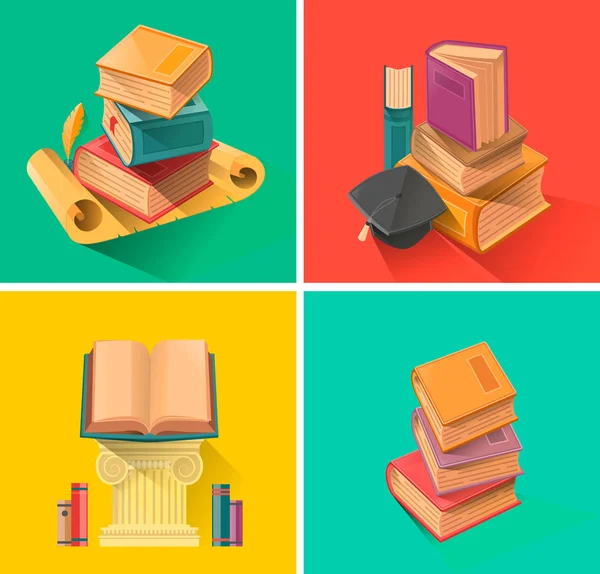 Set of book in flat design vector — Stock Vector