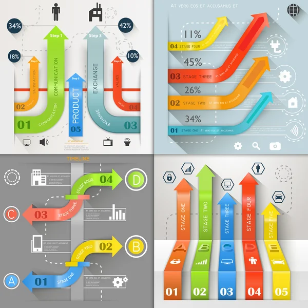 Infografische Pfeile Business Marketing Vektor Illustration — Stockvektor