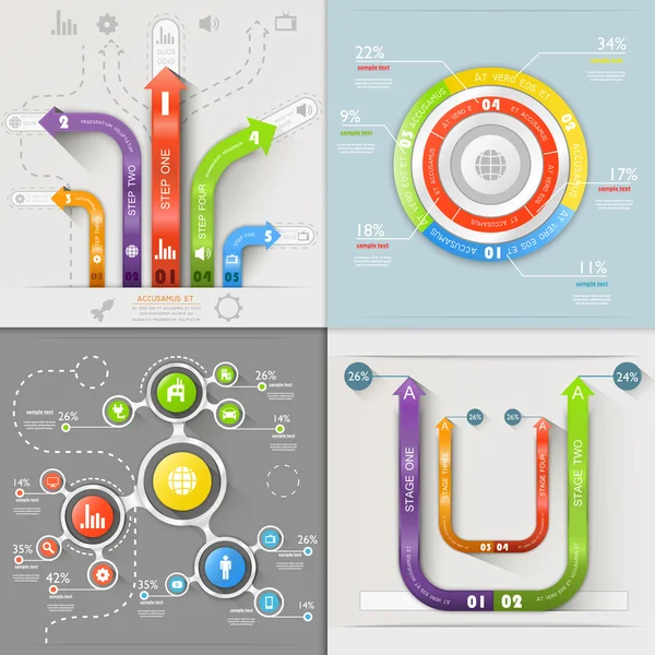 Infografía Flechas Circuito Negocios Marketing vector ilustración — Archivo Imágenes Vectoriales