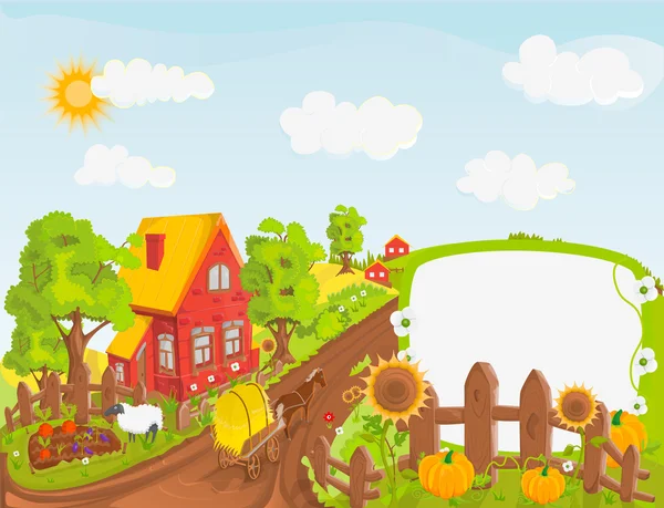 Rural landscape vector illustration — Stock Vector