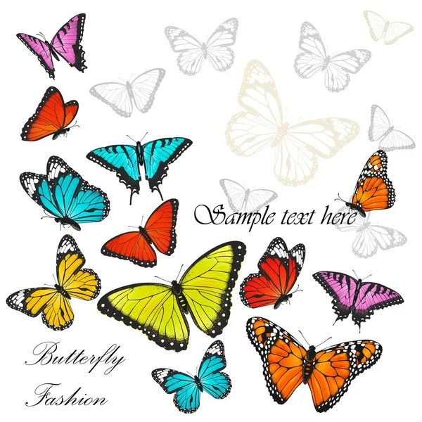 Background with colorful butterflies vector illustration — Stock Vector