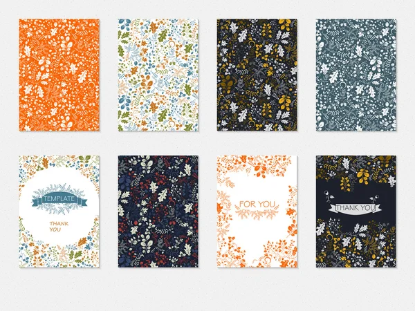 Conjunto de folhetos modelos com padrão floral, cartões em branco, folhetos ilustração vetorial — Vetor de Stock