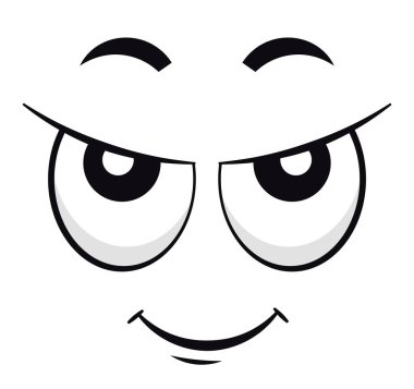 Yaramaz gülümseme vektör illüstrasyonlu çizgi film yüzü