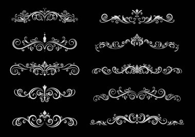 Siyah vektör illüstrasyonunda zarif klasik süsleme bölücüleri