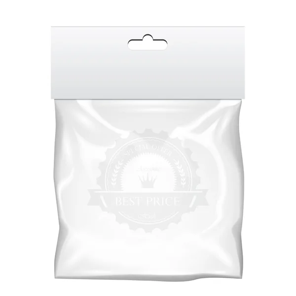 Plastic pocket bag mock up. Transparent template. Vector Illustration — Stock Vector