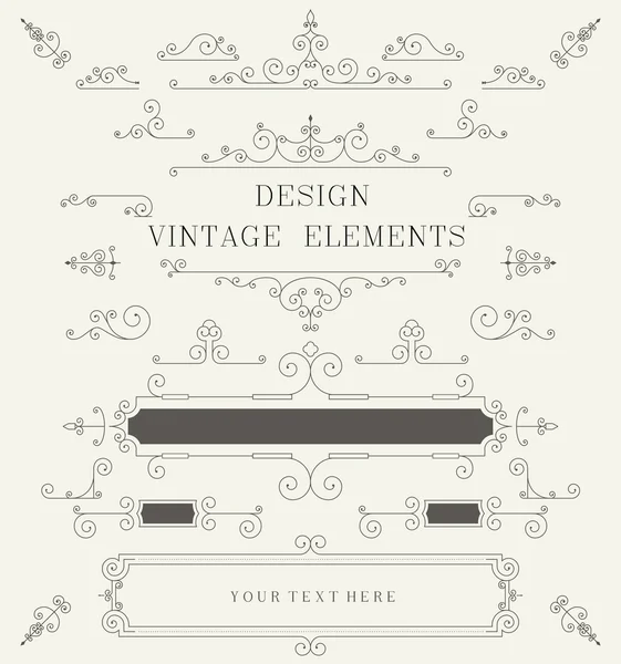 Modèle de design vintage, bordures, éléments rétro, cadre, pour invitation Illustration vectorielle — Image vectorielle