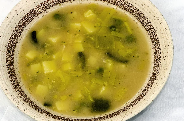 Leek soup with potatoes and peas — Stock Image Leek soup with potatoes and peas Stock Image