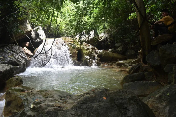 Cascade Dans Forêt Tropicale Myanmar Birmanie — Photo