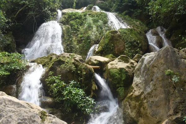 Myanmar 'daki tropikal ormanda şelale (Burma)