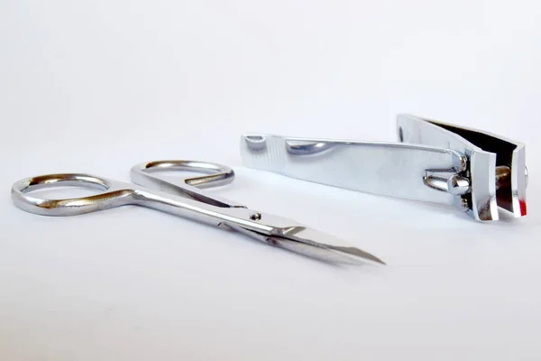 Professional Manicure Tools Gray Background Nail Scissors Nippers — Stock Photo, Image