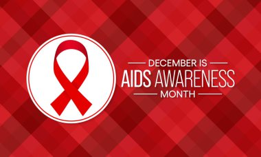 HIV AIDS farkındalık ayı temasına ilişkin vektör illüstrasyon her yıl Aralık ayında gözlemlenir.