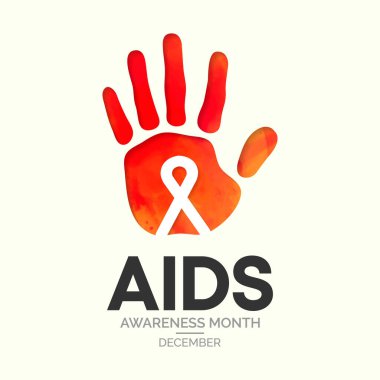 HIV AIDS farkındalık ayı temasına ilişkin vektör illüstrasyon her yıl Aralık ayında gözlemlenir.