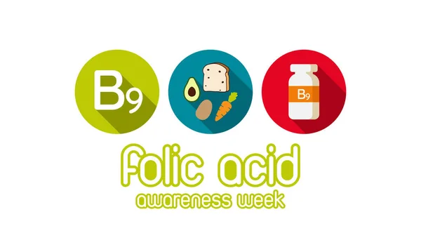 National Folic Acid Awareness Week Observed Second Week January Every — Stock Vector