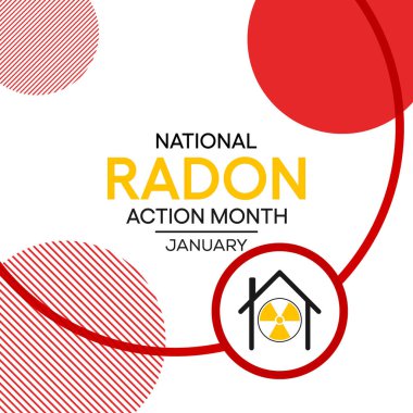 Ulusal Radon eylem ayı temasına ilişkin vektör illüstrasyonu her yıl Ocak ayında gözlemlenir.