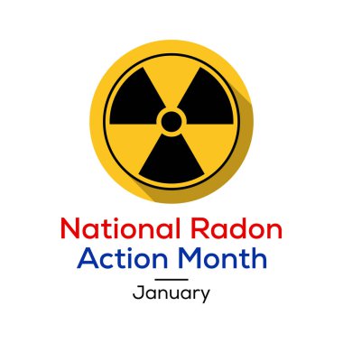 Ulusal Radon eylem ayı temasına ilişkin vektör illüstrasyonu her yıl Ocak ayında gözlemlenir.