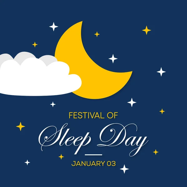 毎年1月3日に行われる 睡眠の日 をテーマにしたベクトルイラスト — ストックベクタ