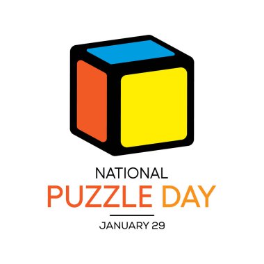 Her yıl 29 Ocak 'ta düzenlenen Ulusal Bulmaca Günü temalı vektör illüstrasyonu.