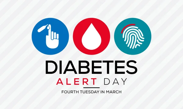 以糖尿病警报日为主题的病媒说明是一个为期一天的警钟 其重点是糖尿病的严重性和了解你的风险的重要性 每年3月举行 — 图库矢量图片