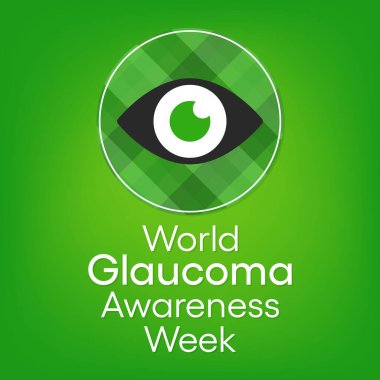 Her yıl Mart ayında gözlemlenen Glaukoma Farkındalığı Haftası konulu vektör illüstrasyonu, gözü beyine bağlayan optik sinirlerin hasar gördüğü yaygın bir göz durumudur..