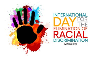 Uluslararası Irksal Ayrımcılığı Kaldırma Günü her yıl 21 Mart 'ta kutlanıyor. Vektör illüstrasyonu.