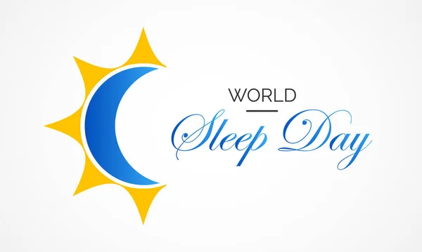 World Sleep Dayは毎年3月に開催されるイベントです この機会を停止し あなたの睡眠習慣について考えることです 彼らはあなたの幸福にどのくらい影響を与えるかを考える — ストックベクタ