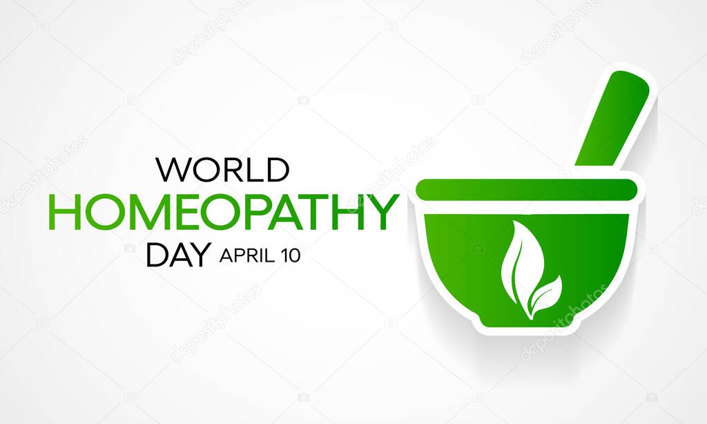 World Homeopathy day is celebrated annually on April 10th. the day is a celebration of both homeopaths and those who have been healed with homeopathy. Vector illustration.