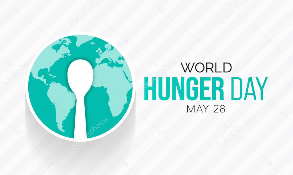 World Hunger day is observed each year on May 28 across the globe. it is the annual day to advocate for sustainable solutions to hunger and poverty. Vector illustration.
