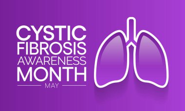 Mayıs ayında her yıl gözlemlenen kistik fibrozis, sürekli akciğer enfeksiyonlarına yol açan ve zaman içinde nefes almayı sınırlayan ilerici, genetik bir hastalıktır. Vektör illüstrasyonu.