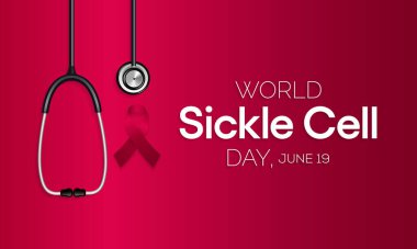 Dünya Orak Hücre Günü her yıl 19 Haziran 'da gözlemlenir. Bu, vücut boyunca oksijen taşımak için yeterli sayıda sağlıklı hücrenin bulunmadığı kalıtsal bir alyuvar hastalığıdır. Vektör illüstrasyonu