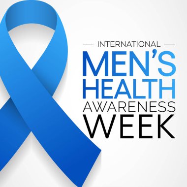 Erkekler sağlık haftası her yıl Haziran ayında gözlemlenmekte olup, erkekler için sağlık hizmetleri hakkındaki farkındalığı artırmak ve çocukları sağlıklı yaşam kararlarını uygulamaya ve uygulamaya teşvik etmeye odaklanmak için kullanılmaktadır. Vektör sanatı.