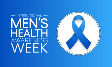 Erkekler sağlık haftası her yıl Haziran ayında gözlemlenmekte olup, erkekler için sağlık hizmetleri hakkındaki farkındalığı artırmak ve çocukları sağlıklı yaşam kararlarını uygulamaya ve uygulamaya teşvik etmeye odaklanmak için kullanılmaktadır. Vektör sanatı.