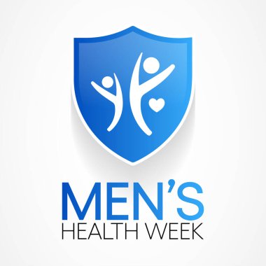 Erkekler sağlık haftası her yıl Haziran ayında gözlemlenmekte olup, erkekler için sağlık hizmetleri hakkındaki farkındalığı artırmak ve çocukları sağlıklı yaşam kararlarını uygulamaya ve uygulamaya teşvik etmeye odaklanmak için kullanılmaktadır. Vektör sanatı.