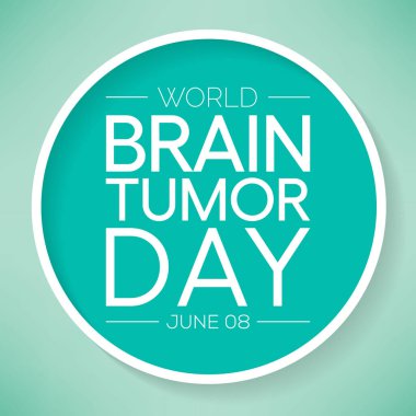 Dünya Beyin Tümörü Günü her yıl 8 Haziran 'da kutlanır. Beyinde tümör adı verilen kitleler oluşturan hücrelerin aşırı büyümesidir. Vücudun çalışma şeklini bozabilirler. Vektör illüstrasyonu.