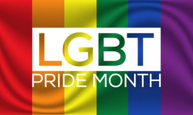 LGBTQ gurur ayının her yıl haziran ayında gözlemlenen teması üzerine vektör illüstrasyonu.