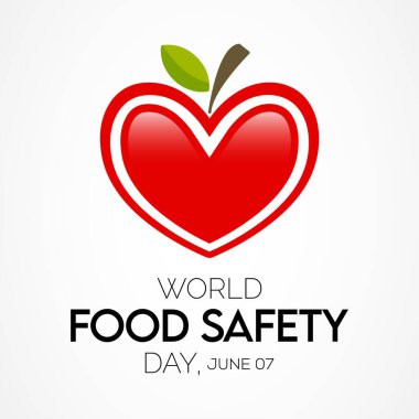 Dünya Gıda Güvenliği Günü (WFSD) her yıl 7 Haziran 'da kutlanır, gıda risklerini önlemek, tespit etmek ve yönetmek amacıyla dikkat çekmeyi ve harekete geçmeyi amaçlar. Vektör illüstrasyonu.