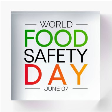 Dünya Gıda Güvenliği Günü (WFSD) her yıl 7 Haziran 'da kutlanır, gıda risklerini önlemek, tespit etmek ve yönetmek amacıyla dikkat çekmeyi ve harekete geçmeyi amaçlar. Vektör illüstrasyonu.