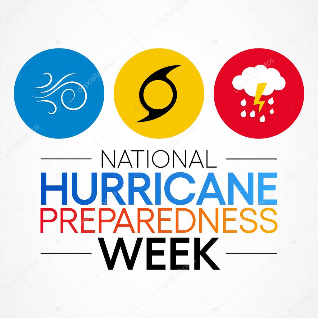 Hurricane preparedness week is observed every year in May. it is a effort to inform the public about hurricane hazards and to disseminate knowledge which can be used to prepare and take action. Vector